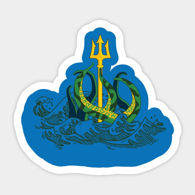 Mythic Threads: Poseidon Emerges from the Depths Sticker by mythicthreads